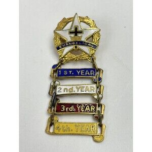 Vintage Evangelical 4-year Enamel Pin Goldtone Multicolored Retro broach
